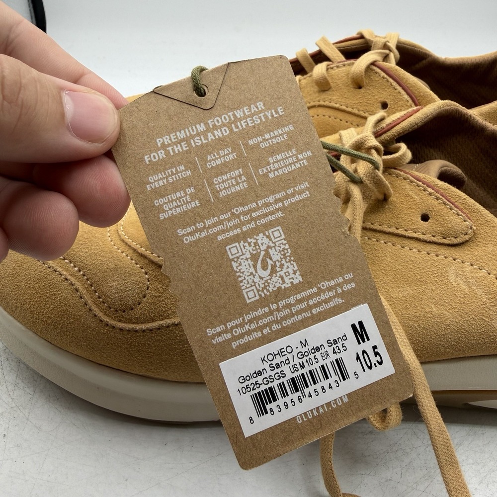 OluKai Koheo Shoes Mens Sz 10.5 Golden Sand Tan Casual Sneakers 10525-GSGS NWT - Picture 10 of 10
